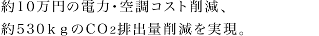 約10万円の電力・空調コスト削減、約530kgのCO2排出量削減を実現。