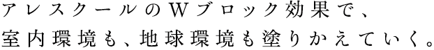 アレスクールのWブロック効果で、室内環境も、地球環境も塗りかえていく。