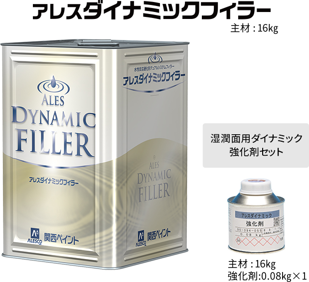 アレスダイナミックフィラー 主材16kg 湿潤面用ダイナミック強化剤セット 主材:16㎏ 強化剤:0.08㎏×1