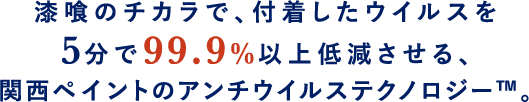 漆喰のチカラで付着したウイルスをわずか5分で99.9%以上低減させる、関西ペイントの〈抗ウイルス〉製品シリーズ。